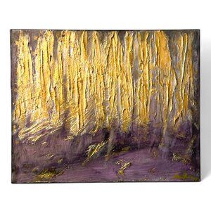 Abstract Gold and Purple Textured Forest Canvas Art 20 in x 16 in